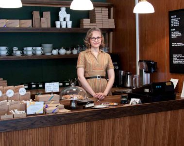 A barista at Parlans Fika in Stockholm, Sweden