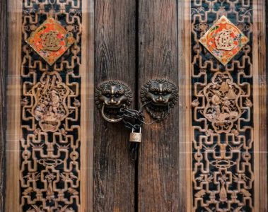 Front door of a temple in Taipei, Taiwan