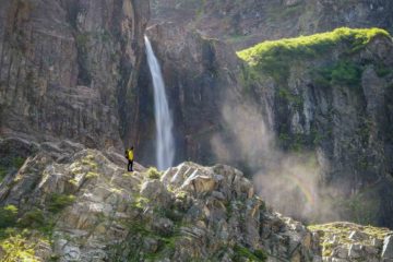 Hiker in the mountains of Bariloche, Argentina