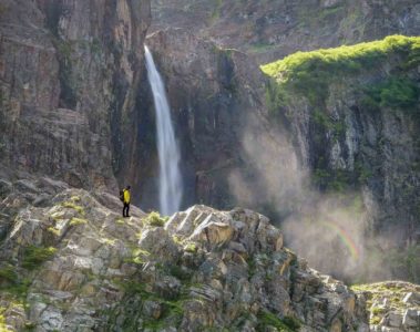 Hiker in the mountains of Bariloche, Argentina