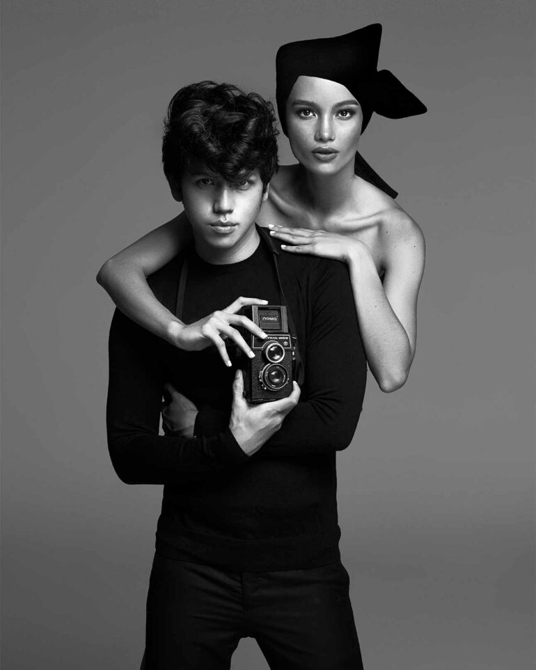 BJ Pascual poses with a model, Manila, The Philippines