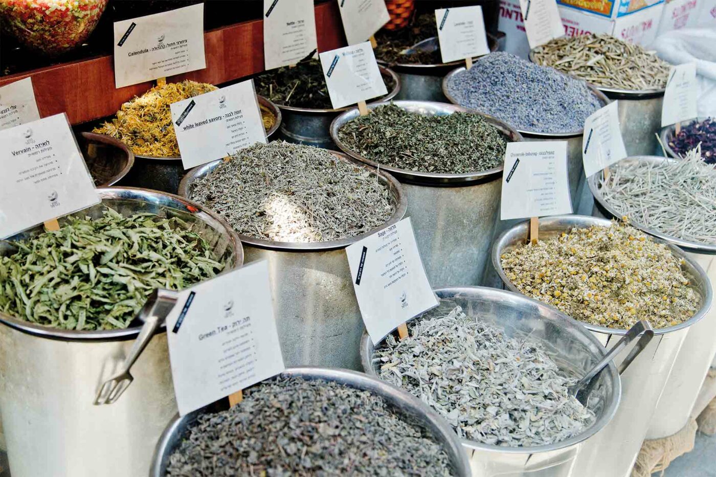 Spices on display in Tel Aviv, Israel