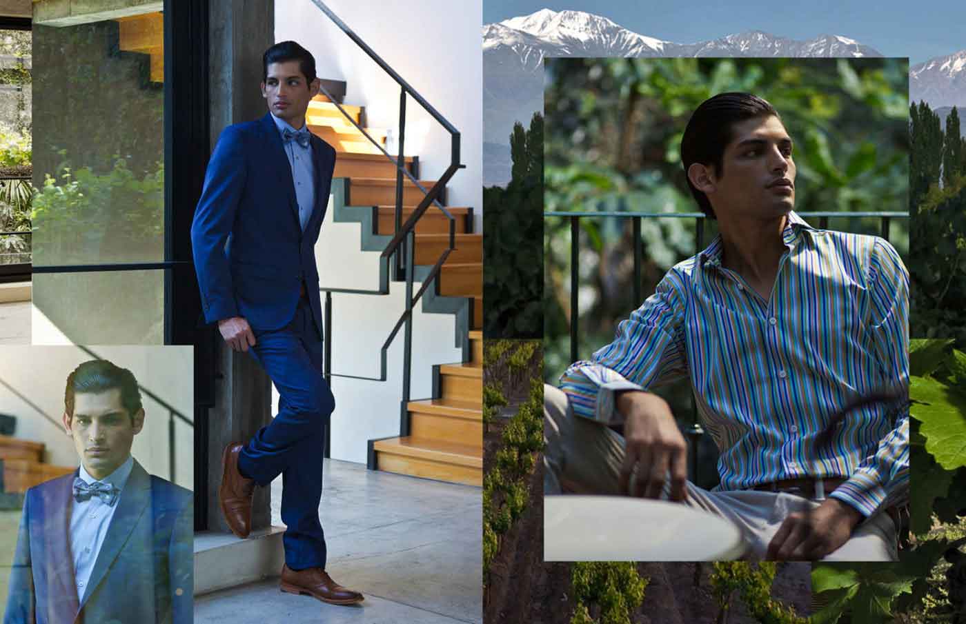 leather shoes, blue suit and Italian cotton shirt, all La Restinga Location: LA RESTINGA Concept Store, Palermo