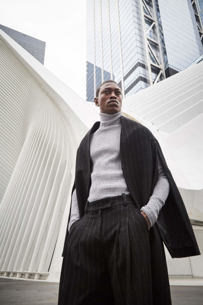 Coat and trousers, Ricostru; shirt, Calvin luo. location: the oculus, Manhattan.
