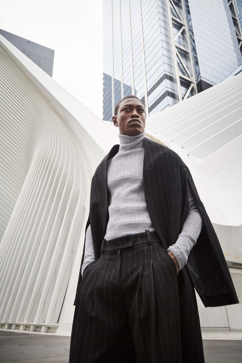 Coat and trousers, Ricostru; shirt, Calvin luo. location: the oculus, Manhattan.