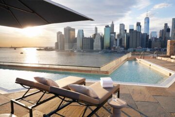 1 Hotel Brooklyn Bridge New York NYC pool deck and view