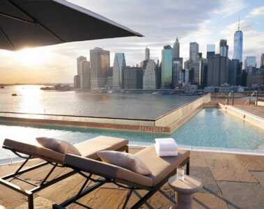 1 Hotel Brooklyn Bridge New York NYC pool deck and view