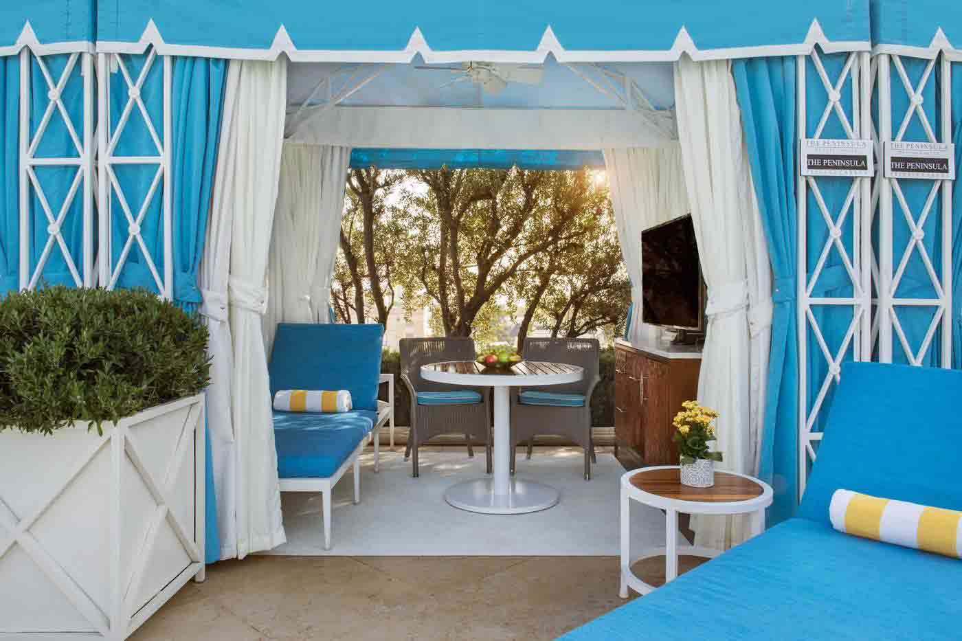 The private cabana pool experience at the Peninsula Beverly Hills, LA, California, USA