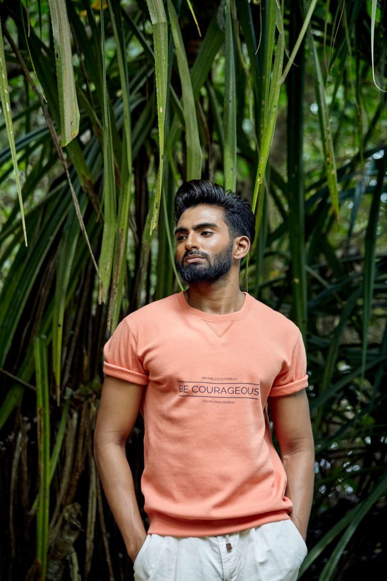 Model Tymeron Huban Carvalho in Sri Lanka, wearing Brunello Cucinelli