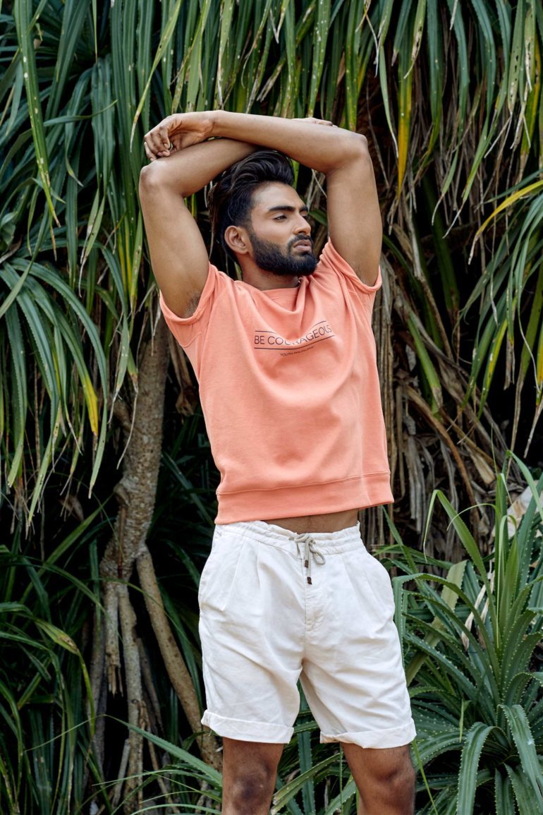 Model Tymeron Huban Carvalho in Sri Lanka, wearing Brunello Cucinelli