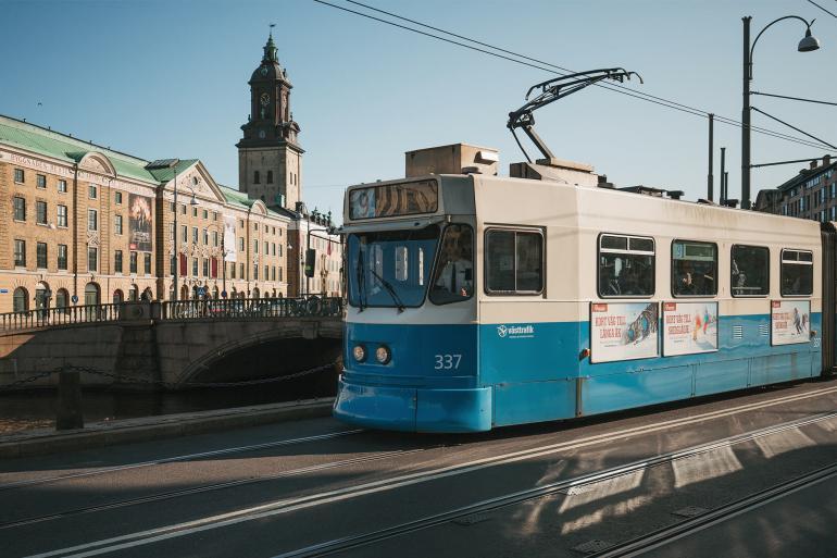A tram in Gothenburg, Sweden