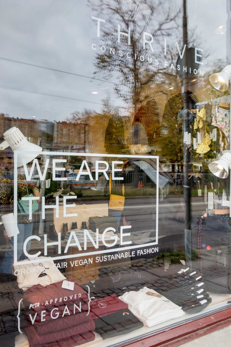 Thrive vegan and sustainable fashion store in Gothenburg, Sweden