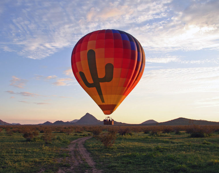 Hot air balloon above Scottsdale, Arizona, USA