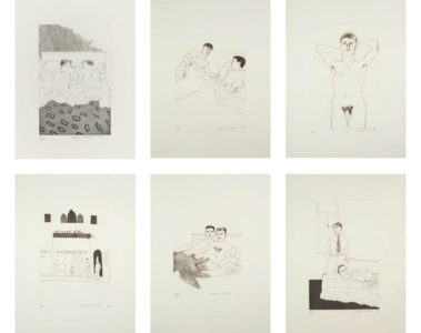 Illustrations for 14 poems by CP Cavafy by David Hockney showing at the Zebra One Gallery London