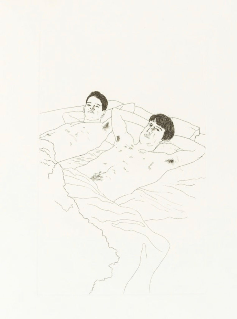 Illustrations for 14 poems by CP Cavafy by David Hockney showing at the Zebra One Gallery London