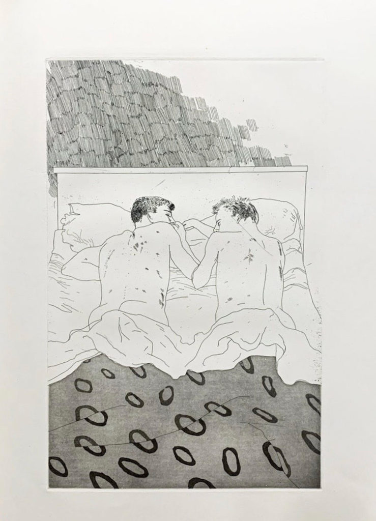 Illustrations for 14 poems by CP Cavafy by David Hockney showing at the Zebra One Gallery London