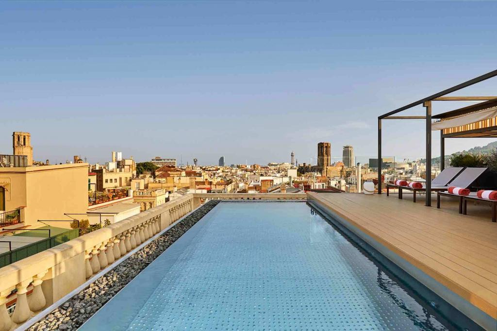 The rooftop pool at the Kimpton Vividora Hotel, Barcelona, Spain