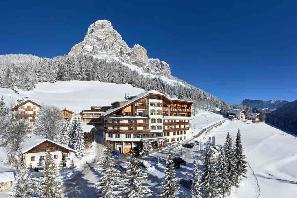 Exterior view of Hotel Sassongher, Alta Badia, Italy