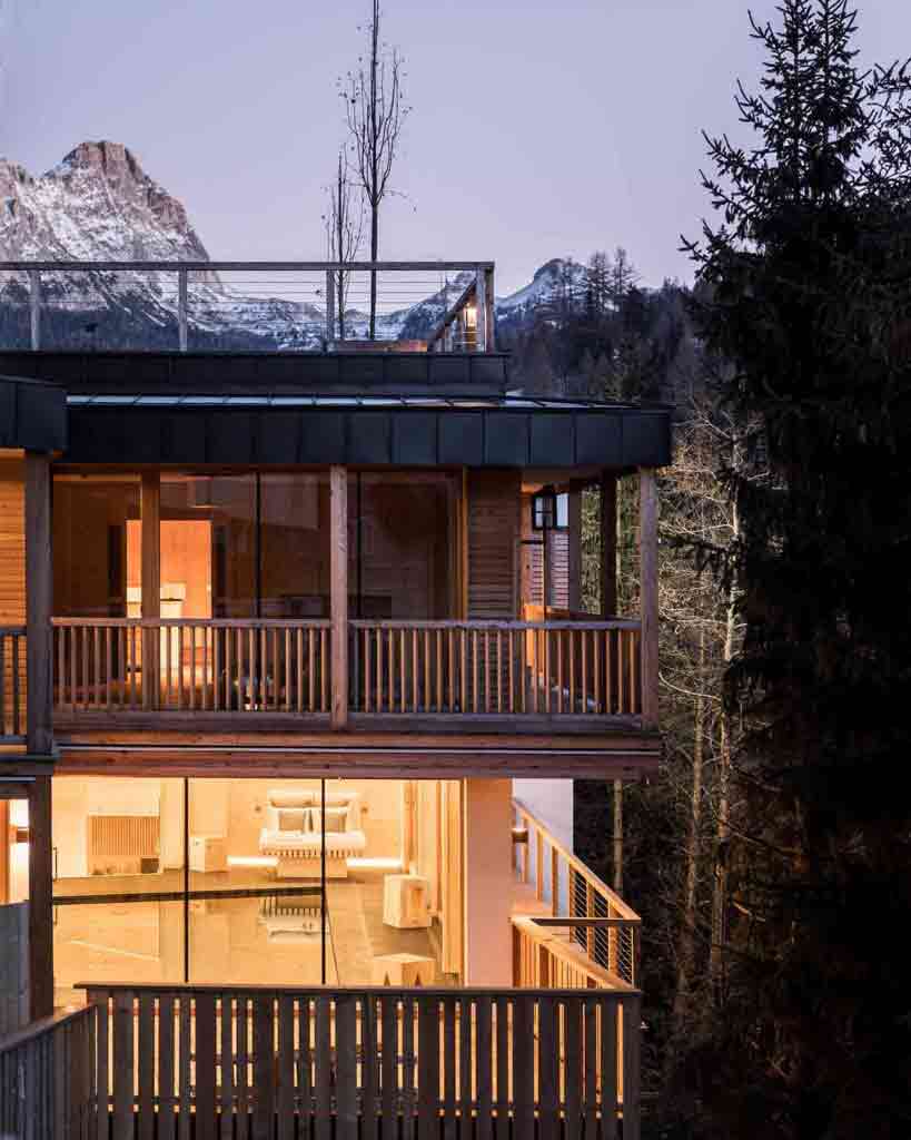 Exterior of adults-only spa at Rosa Alpina, Alta Badia, Italy