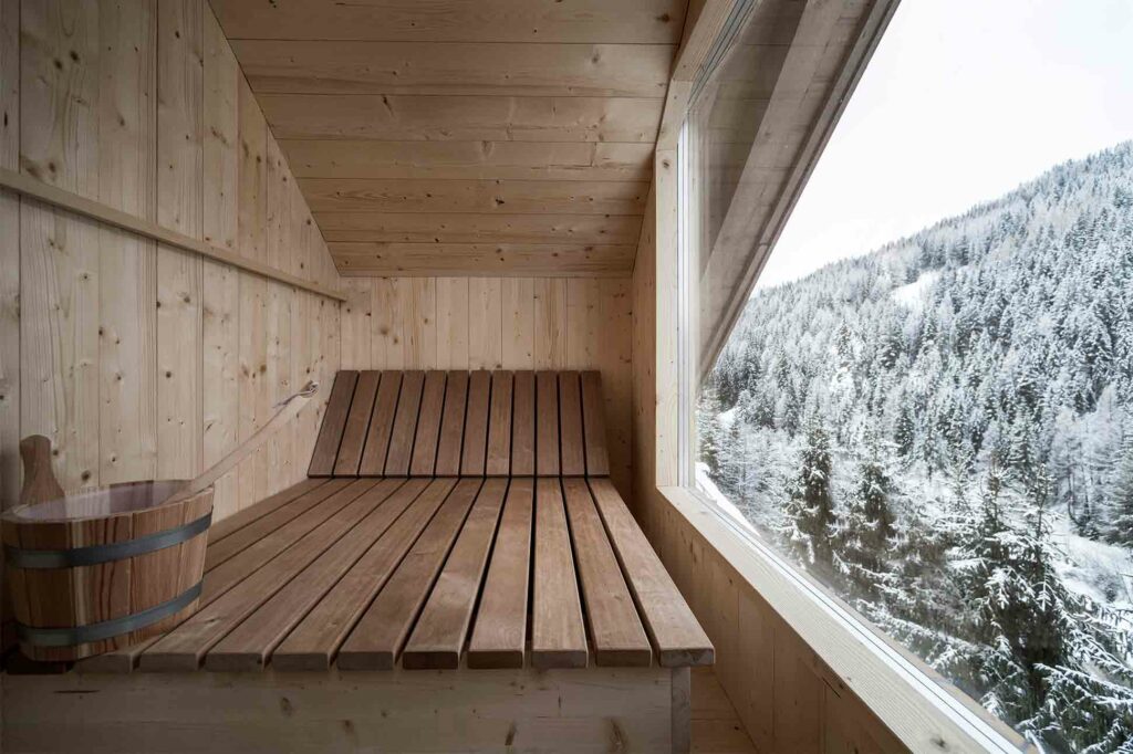 Finnish sauna at the Rosa Alpina, Alta Badia, Italy