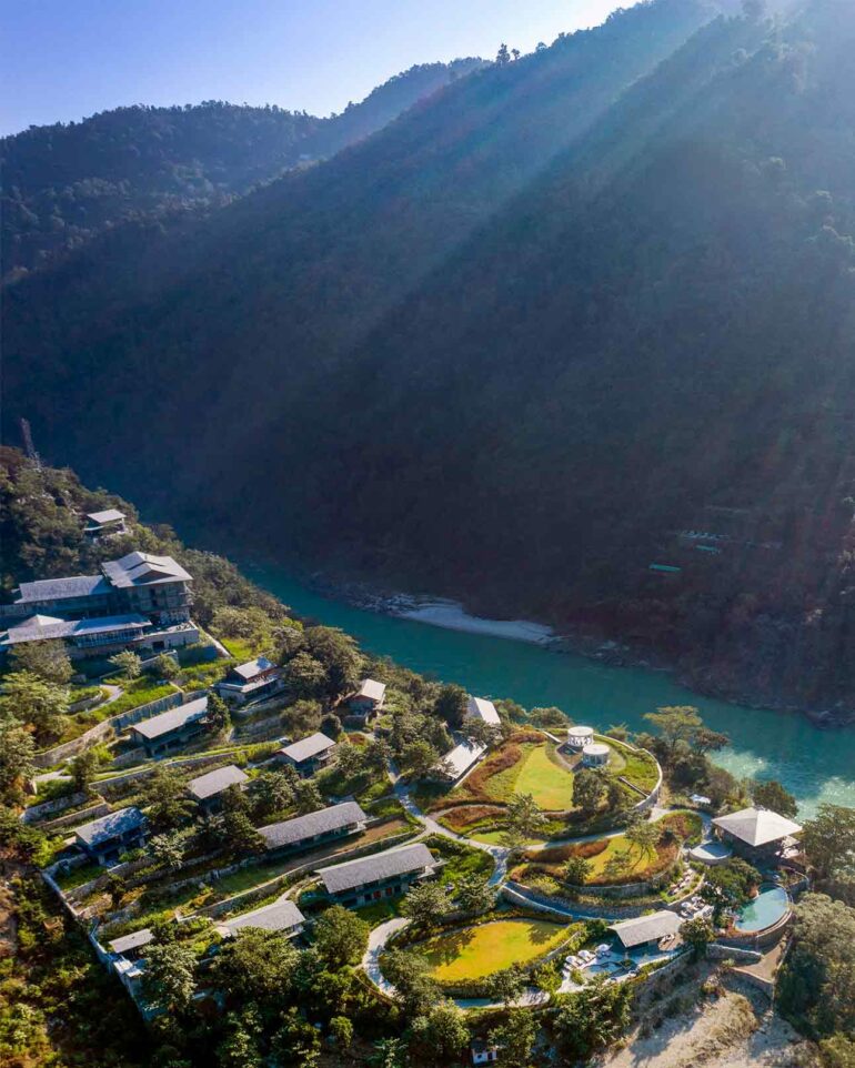 View over the Ganges River in Rishikesh, India