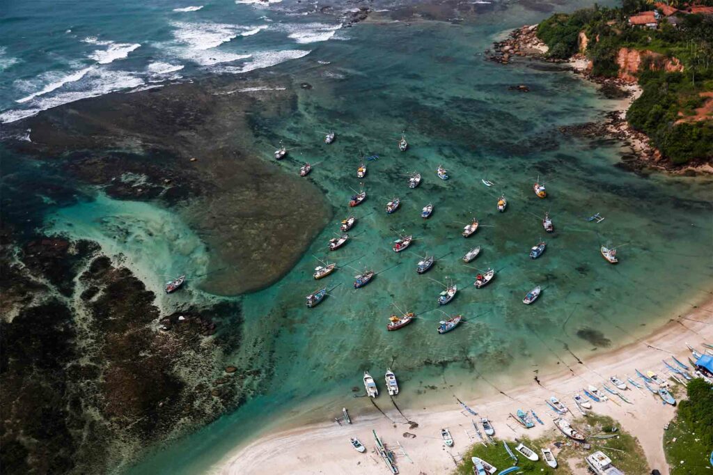 Boats in a bay, Resplendent Ceylon, Sri Lanka