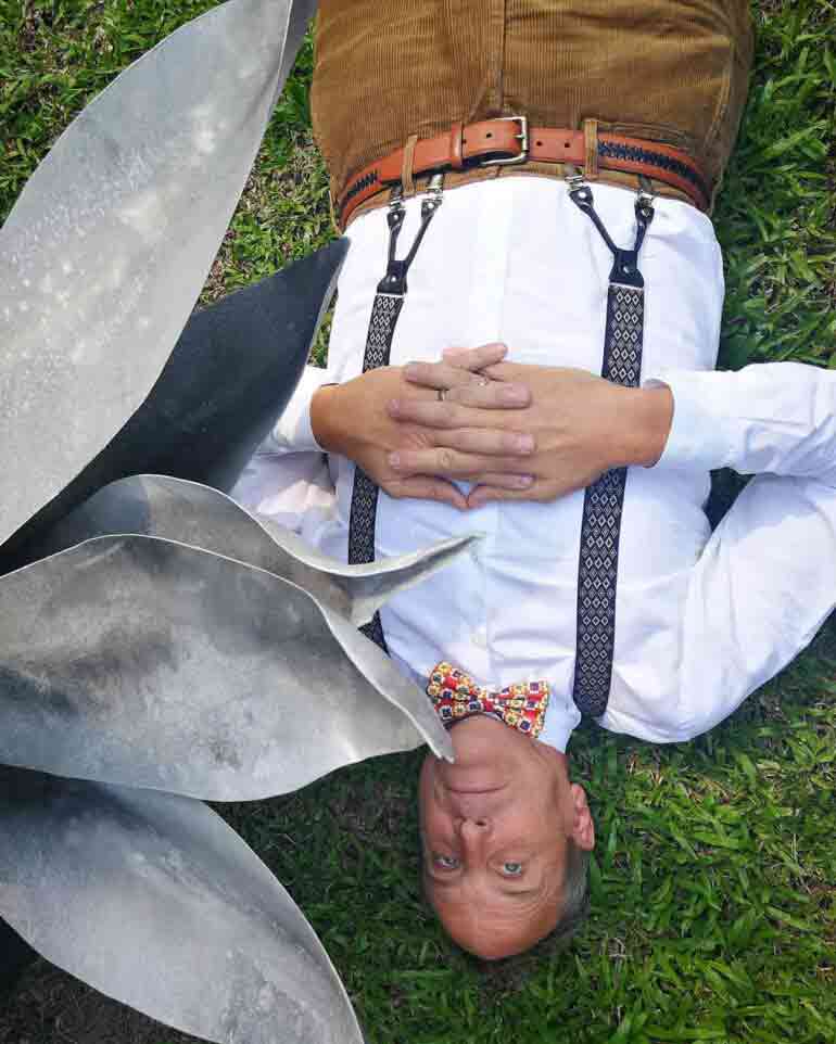 Bill Bensley in his garden in Bangkok, Thailand