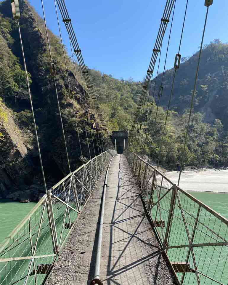 Suspension bridge in Rishikesh, India