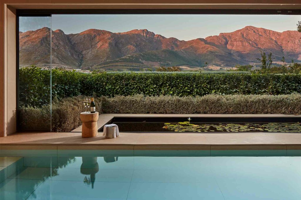 Pool with a view at Leeu Estates, Franschhoek, South Africa