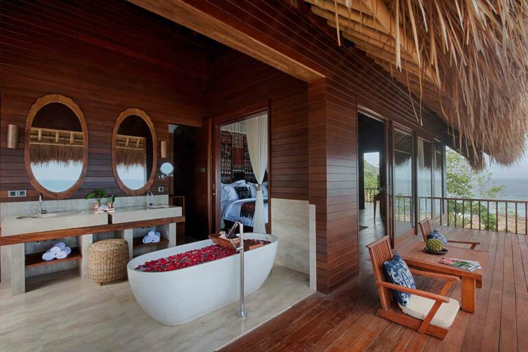 Rose bath at Lelewatu Resort, Sumba, Indonesia