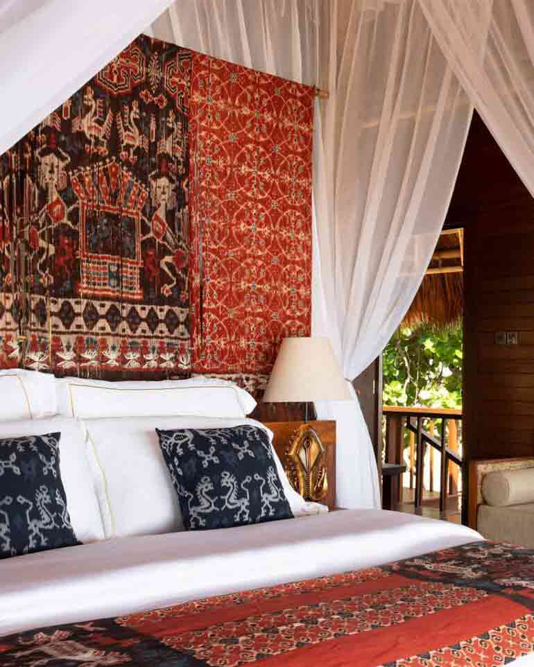 Bedroom detail at Lelewatu Resort, Sumba, Indonesia