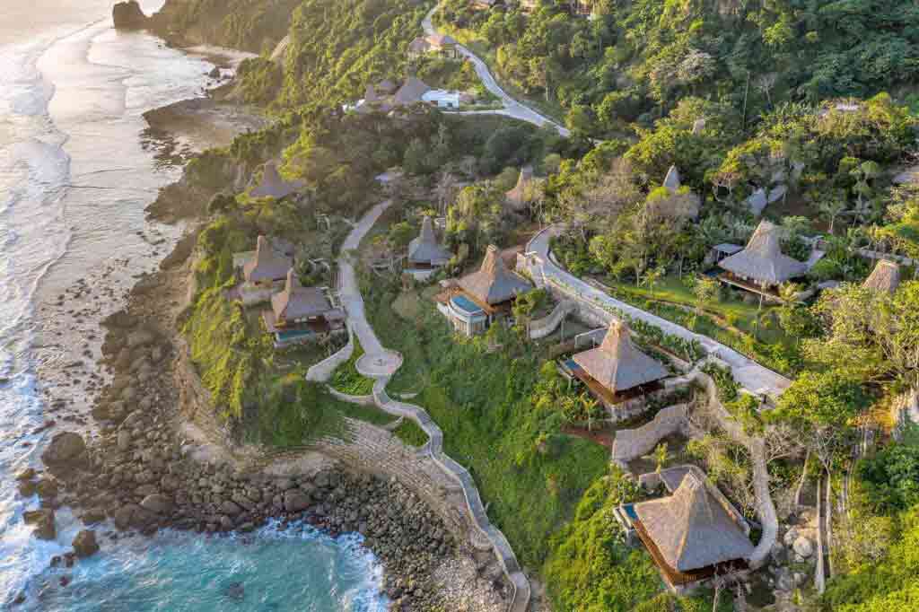 Aerial view of Lelewatu Resort, Sumba, Indonesia