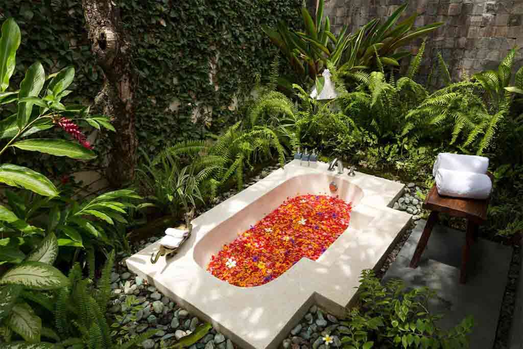 Rose bath at The Pavilions Bali, Bali, Indonesia