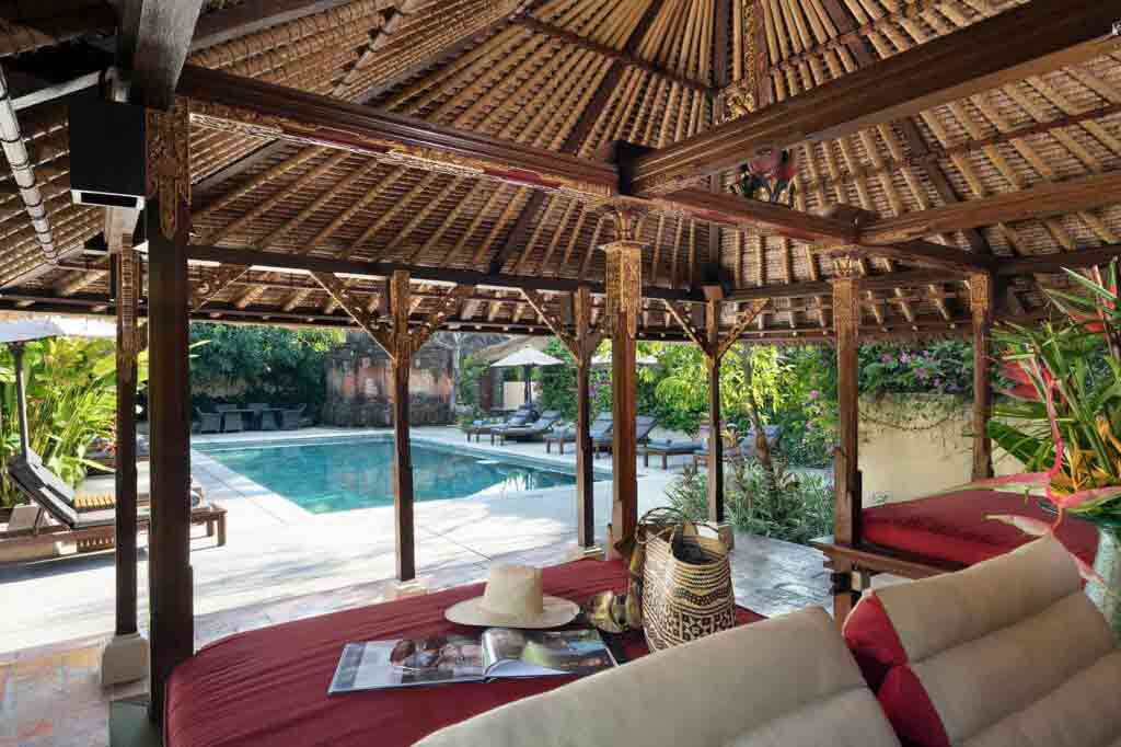 Poolside relaxation area at The Pavilions Bali, Bali, Indonesia