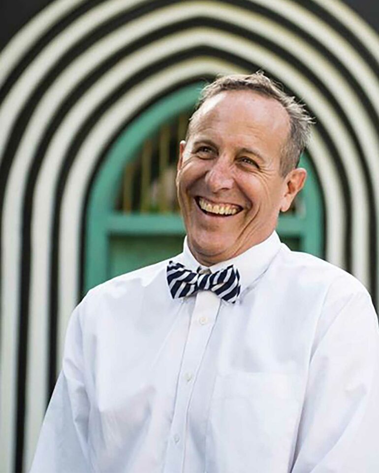 Bill Bensley laughing at his home, Bangkok, Thailand