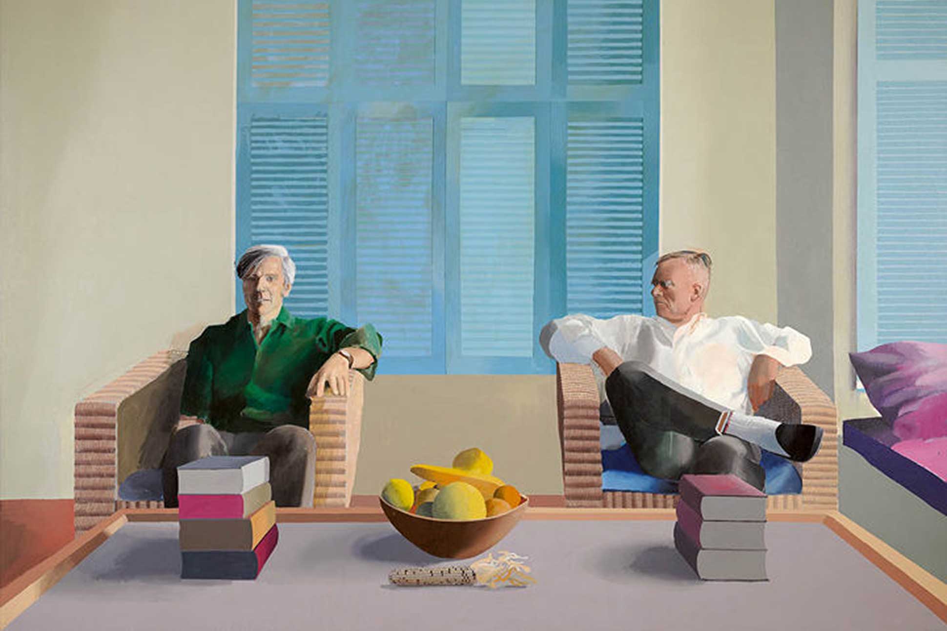 Photo of David Hockney's painting of Christopher Isherwood and Don Bachardy