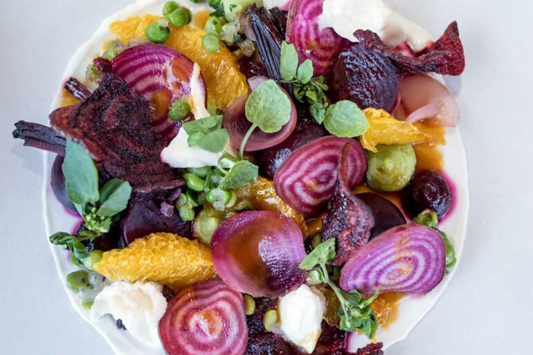 A salad prepared by a chef at Singita Lebombo Lodge, Kruger, South Africa