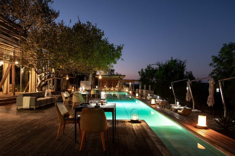 Pool at night, Singita Lebombo Lodge, Kruger, South Africa