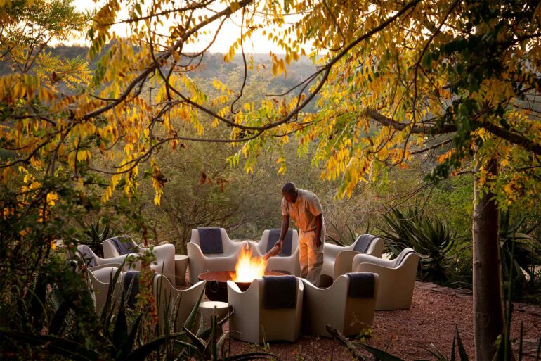 Outside seating at Singita Lebombo Lodge, Kruger, South Africa