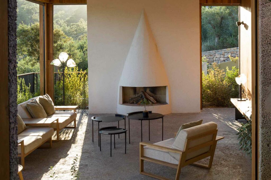 A fireplace at Bodrum Loft, Turkey