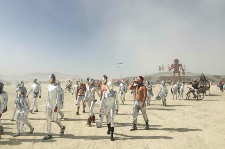 The crowds at Burning Man, Black Rock City, Nevada, USA