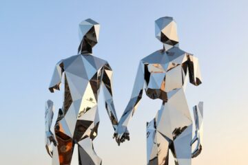 Couple artwork at Burning Man, Black Rock City, Nevada, USA