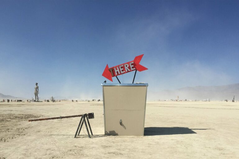 Arrow artwork at Burning Man, Black Rock City, Nevada, USA
