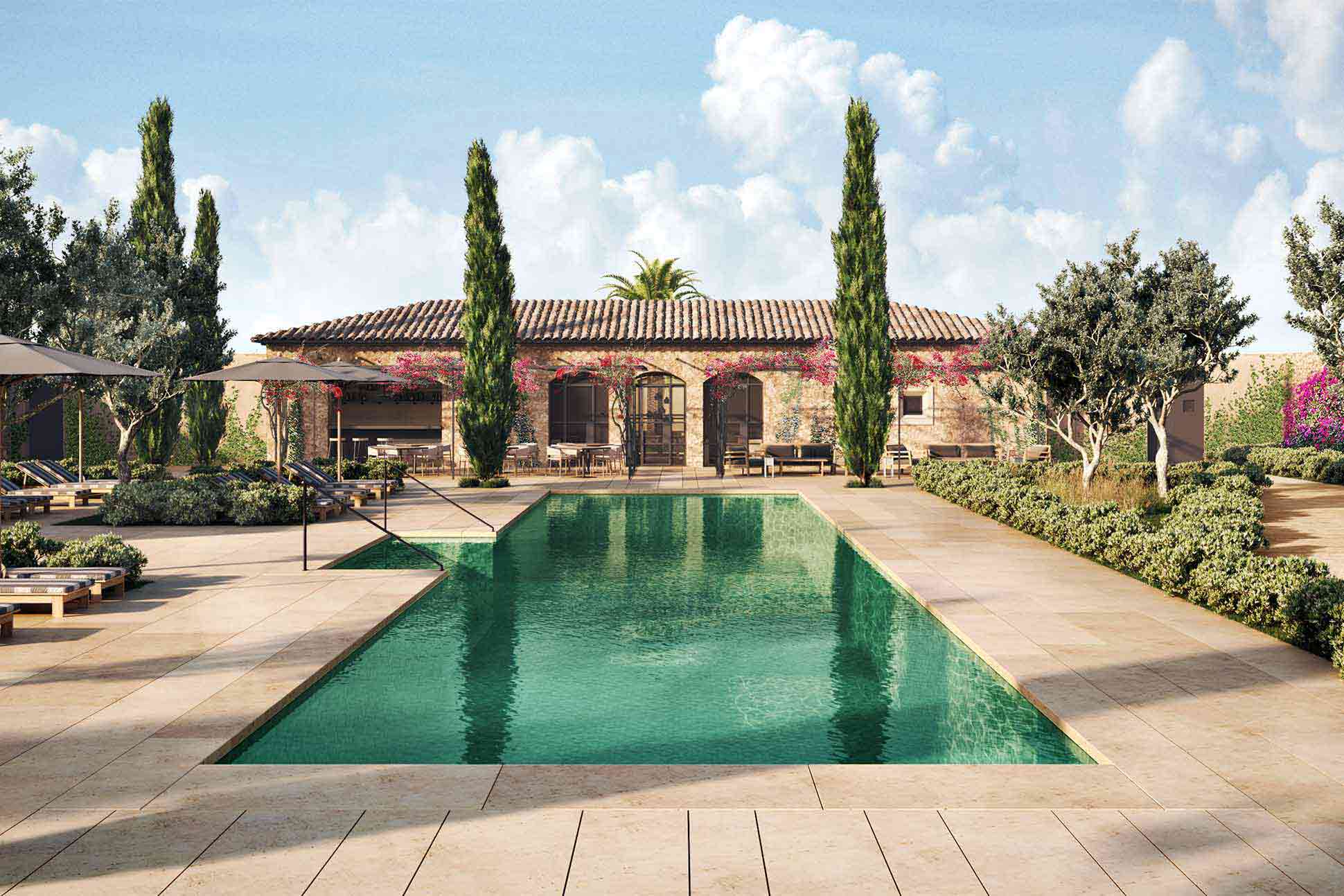 Outdoors pool at Can Ferrereta, Santanyí, Mallorca, Spain