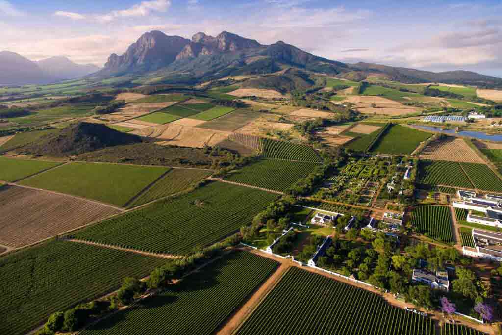 Birdseye view of Fynbos Family House, Babylonstoren, South Africa