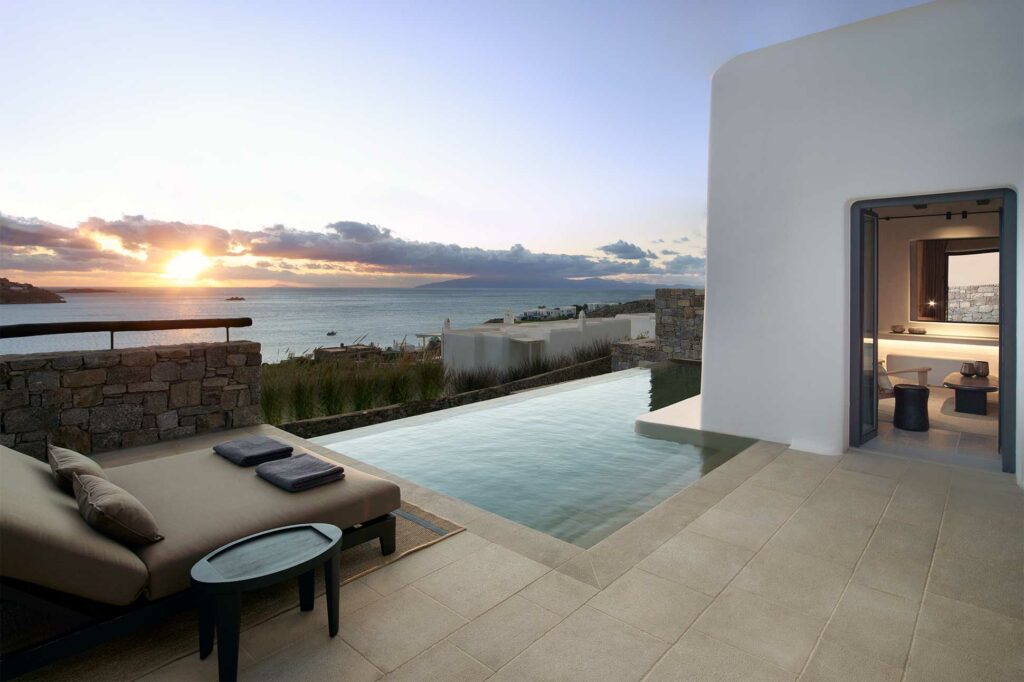 Private pool with a view at Kalesma, Mykonos, Greece