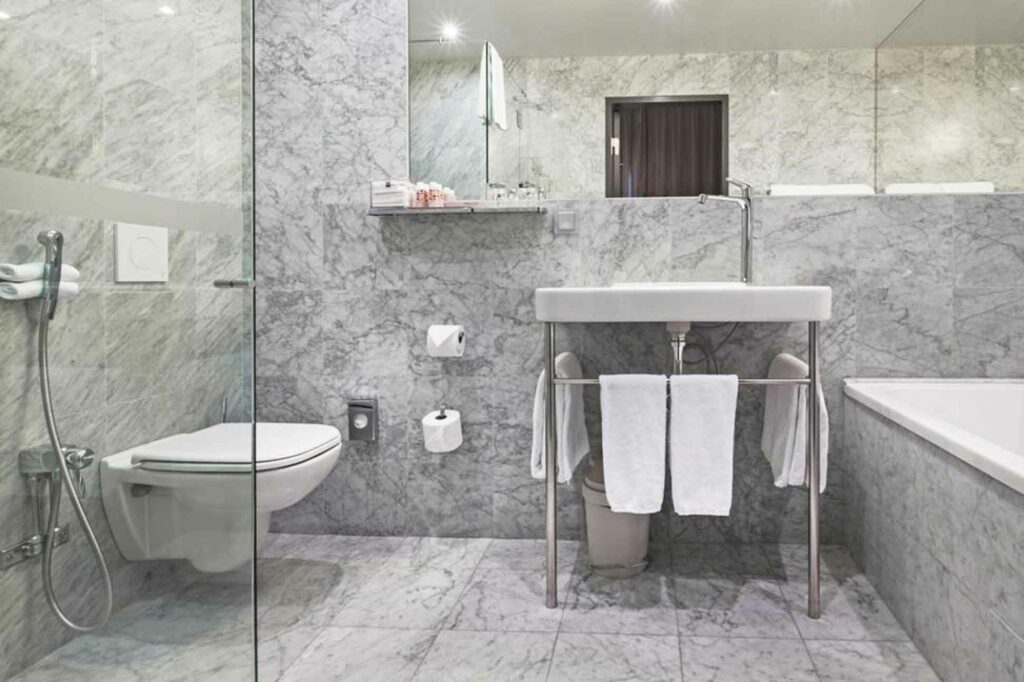 Hotel bathroom in the Swedish capital