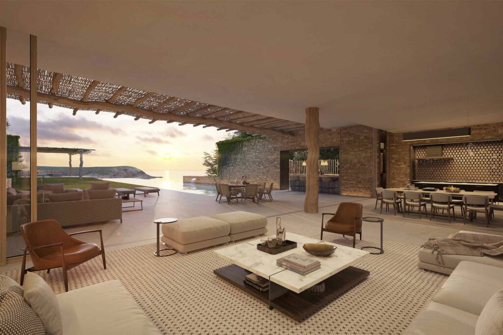 Living room with sea views at Six Senses Ibiza, Spain