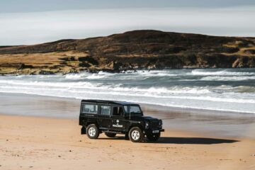 Land Rover en route to The Machrie, Isle of Islay, Scotland