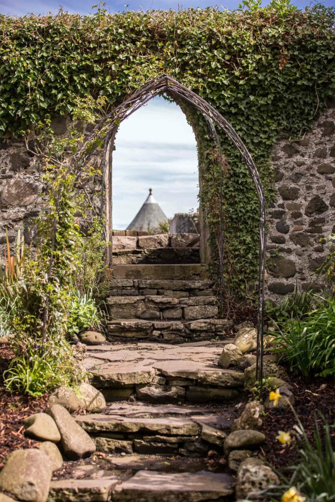 Walkway in the gardens at Ballygally Castle Hotel, Northern Ireland